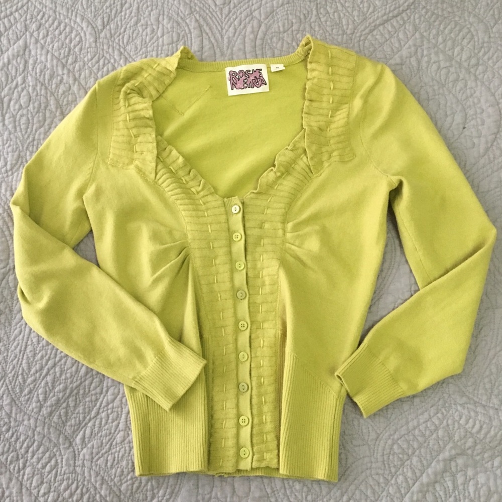 Anthropologie Green Wool Blend Cardigan XS